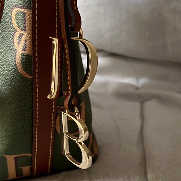 Dooney & Bourke Olive Green and Tan Shoulder Bag - Picture 5 of 9